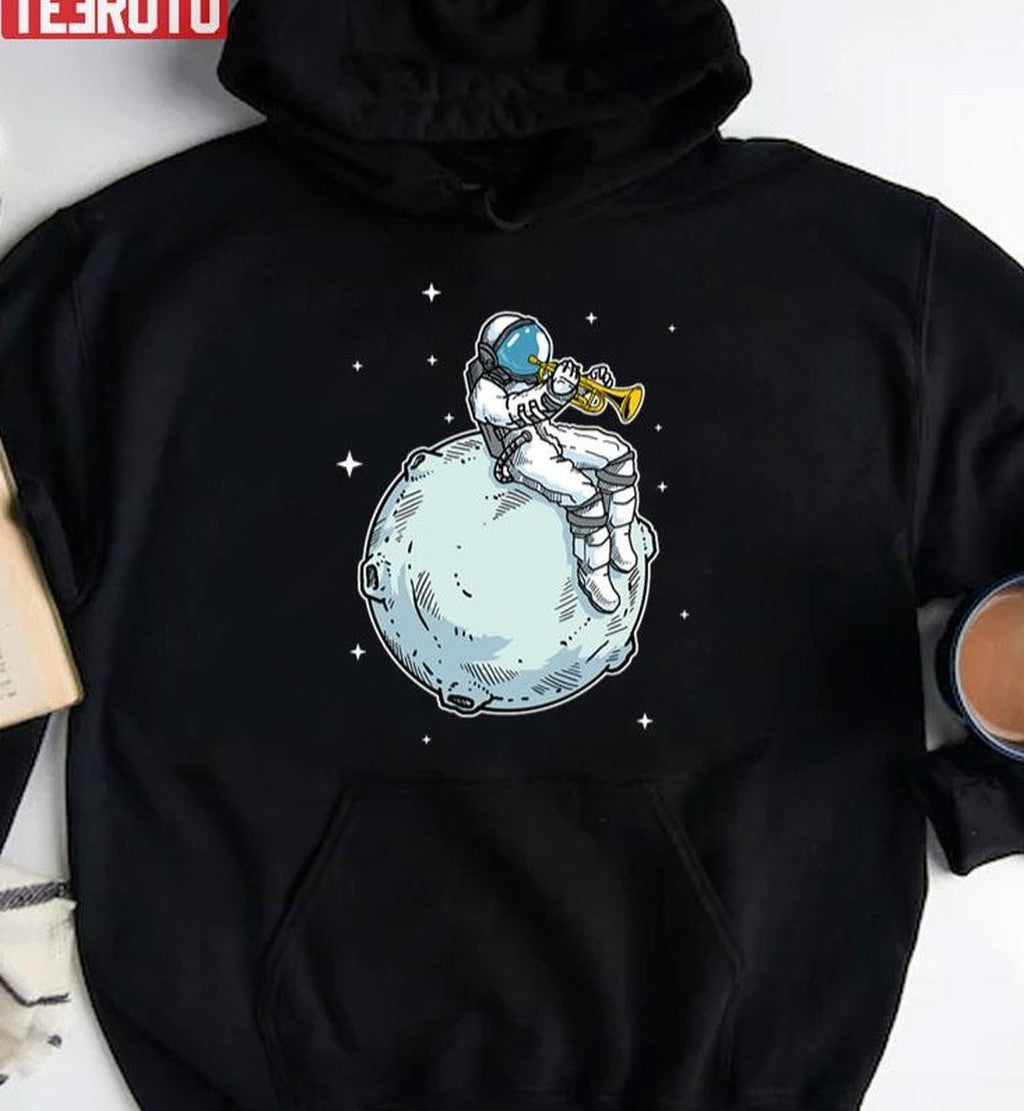 Astronaut Spielt Trompete Musik Unisex T-Shirt