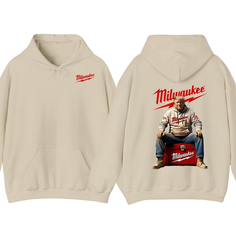 Milwaukee Hoodie - Classic Utility Design with Red Lettering and Practical Aesthetic, Perfect for Fans of the Brand