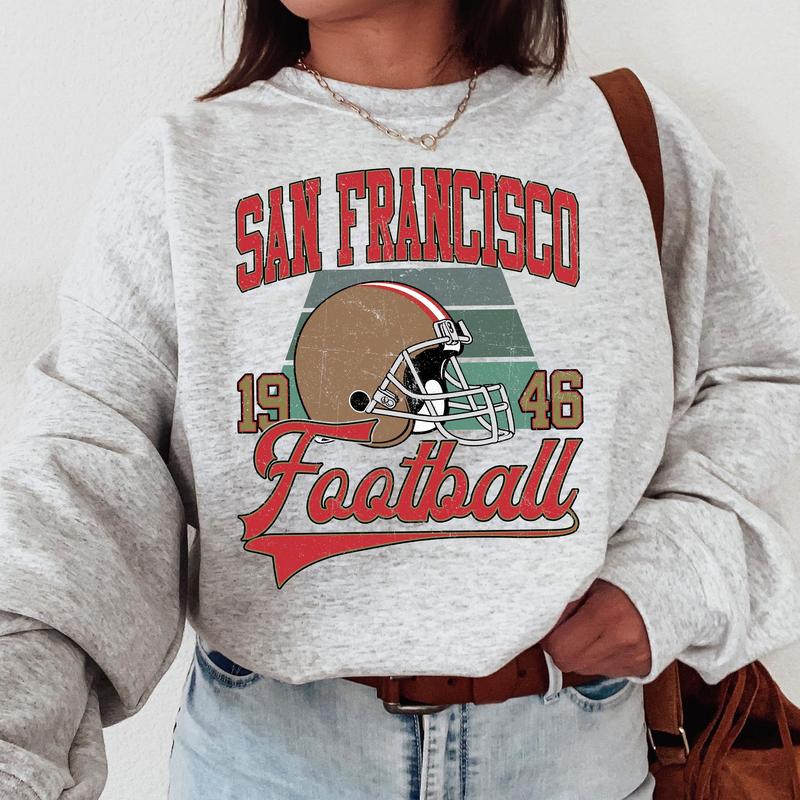 San Francisco Vintage Football Crewneck Sweatshirt, Vintage San Francisco Football Sweatshirt For Sports Fans Unisex, Gift For Fan