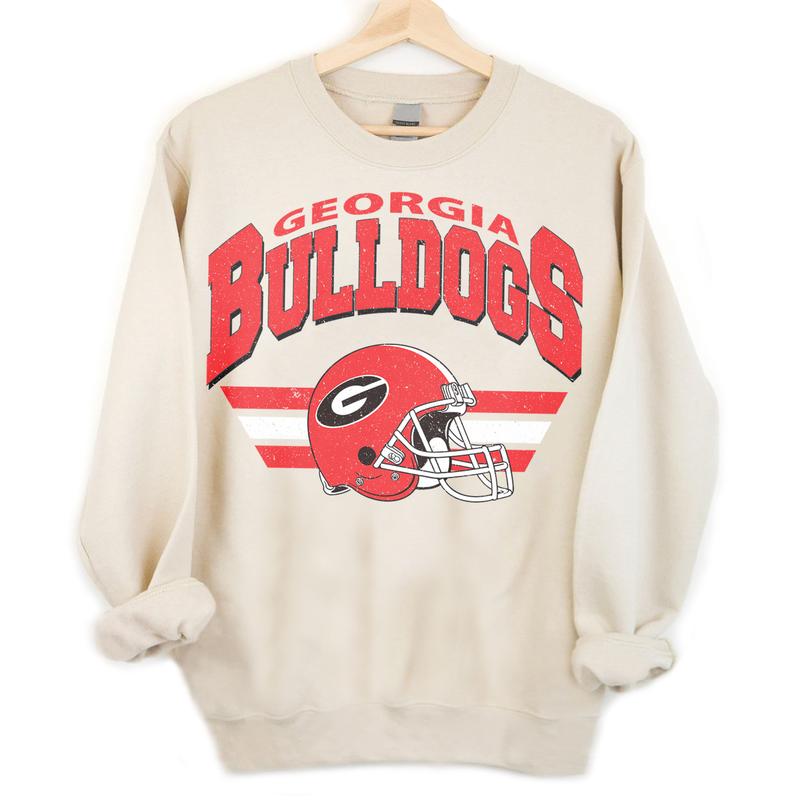 Georgia Bulldogs Vintage NCAA Sweatshirt, Unisex Bulldogs Football Shirt, Classic Sport Hoodie Gift for Fans, Cotton, Sweatshirt, Casual Shirt