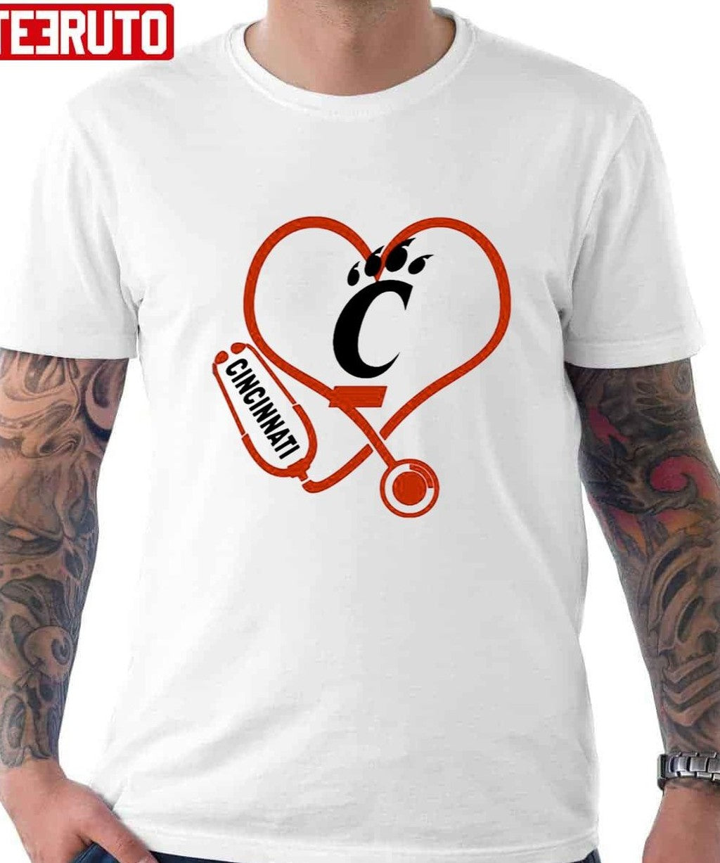 Nurse Love Cincinnati Bearcats Heartbeat Unisex T-Shirt