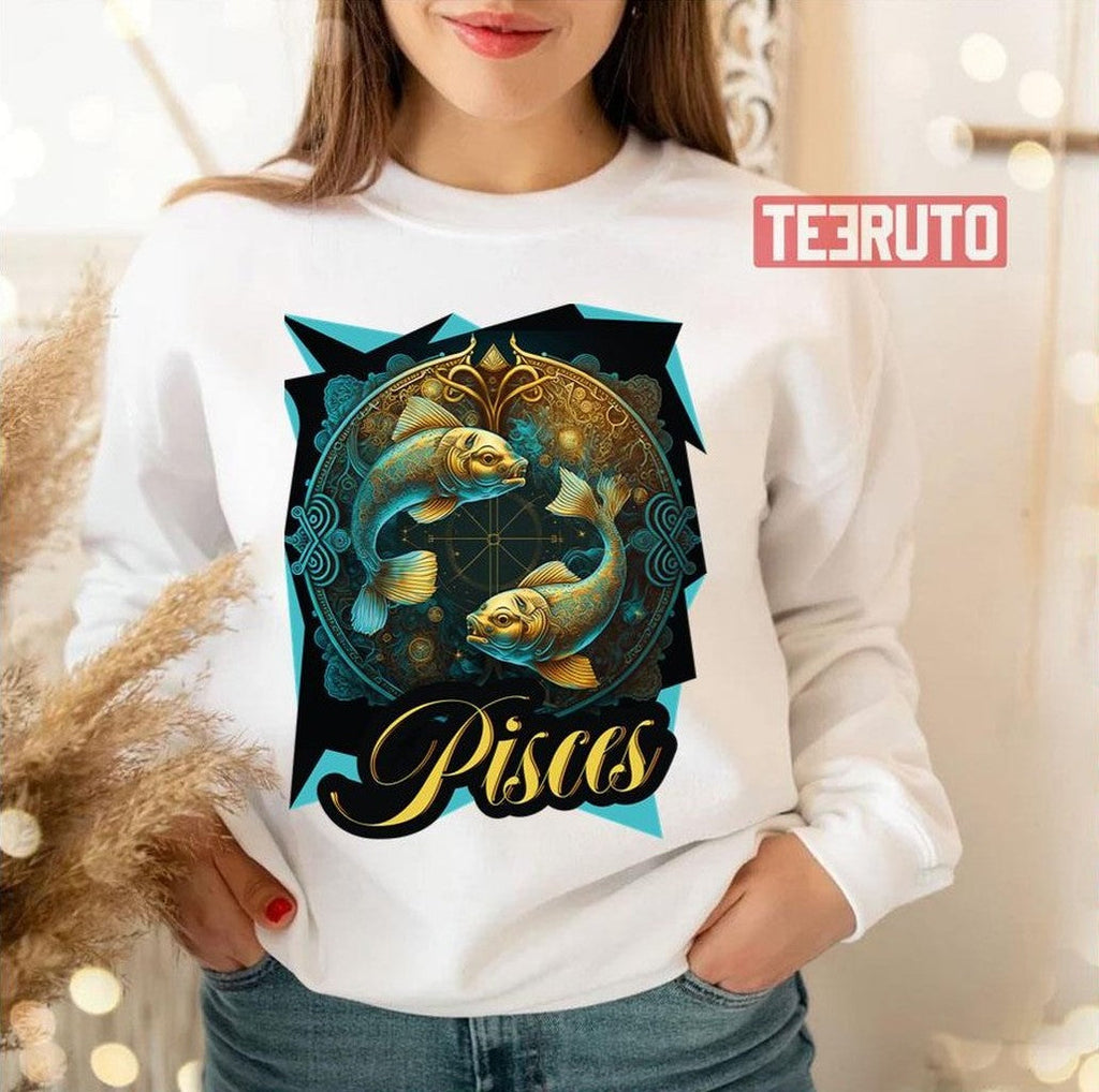 Pisces Zodiac Sign Illustration Unisex Sweatshirt