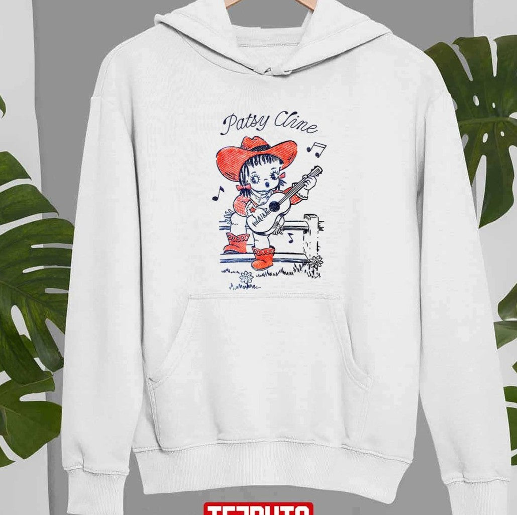 Patsy Cline Chibi Character Playing Guitar Retro Style Country Fan Design Unisex Sweatshirt