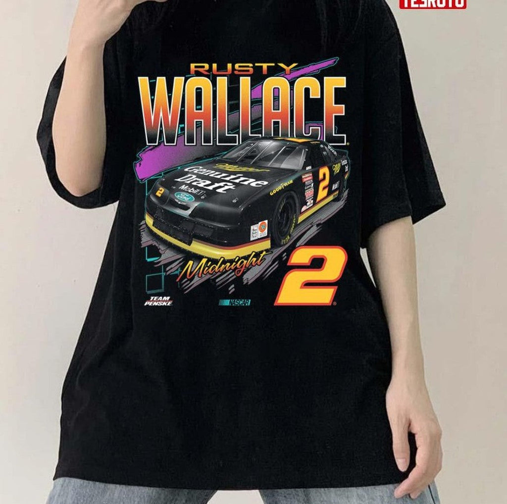 Animated Art Rusty Wallace Black Vintage Car Long Unisex Sweatshirt