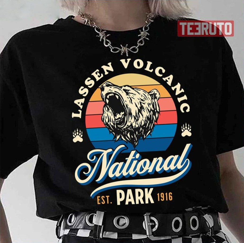 Bear Logo Lassen Volcanic National Park Unisex T-Shirt