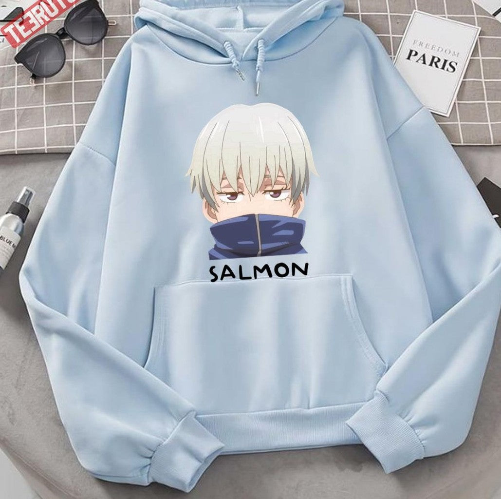 Salmon Toge Inumaki Quote Cute Half Face Jujutsu Kaisen Unisex Hoodie