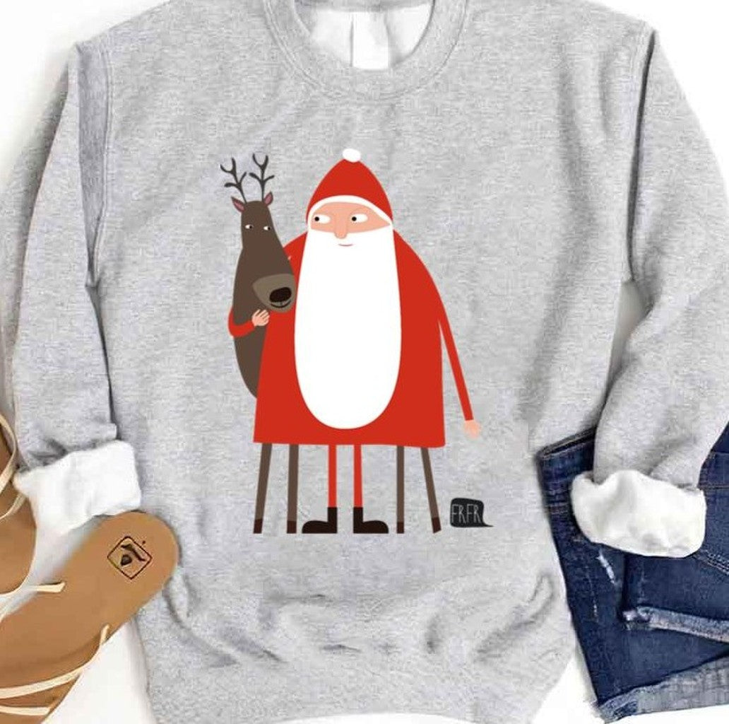 Santa And His Reindeer Weihnachtsmann Mit Rentier 2023 Sweatshirt