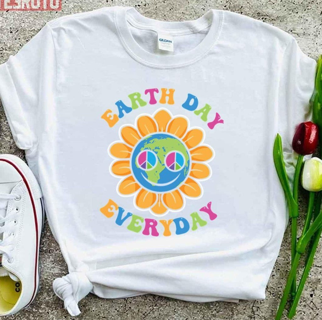 Peace Earth Day Everyday Retro Environmental Cute Flower Unisex T-shirt