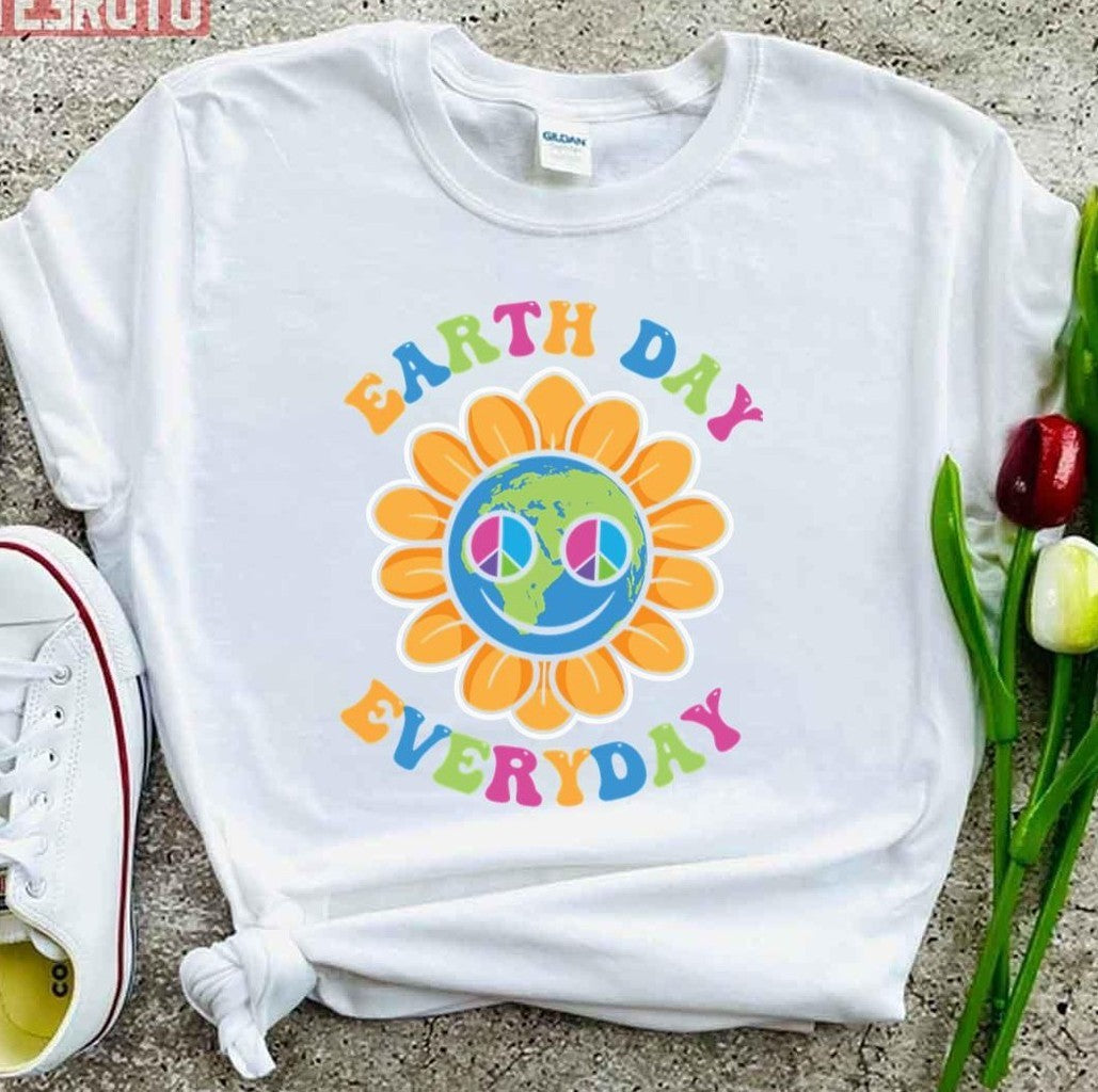 Peace Earth Day Everyday Retro Environmental Cute Flower Unisex T-shirt