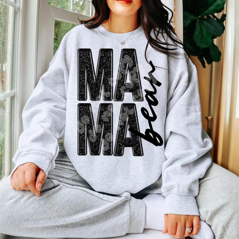 Checkered Mama Bear Sweatshirt - Ash Grey - Sublimation - Valentineâ€™s Day - Unisex Jersey Sweatshirt