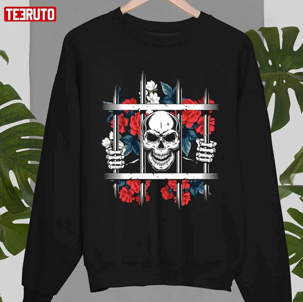 Prison Skeleton Flowers Skull Unisex T-Shirt Unisex T-Shirt
