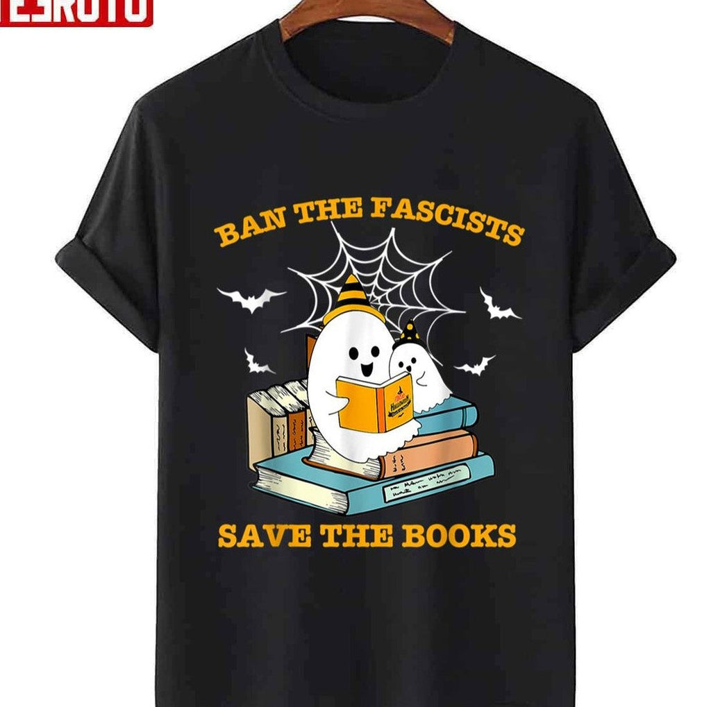 Ban The Fascists Save The Books Funny Retro Ghost Halloween Unisex Sweatshirt