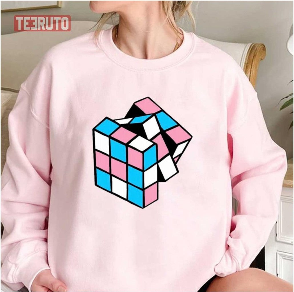 Sneaky Pride Pink Blue And White Rubik’s Cube Trans Lgbtq Pride Month Unisex Sweatshirt