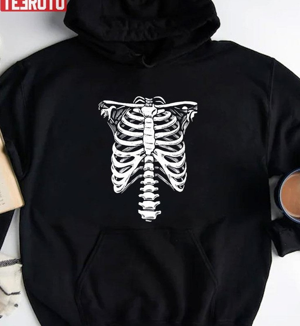 Skeleton Rib Cage Jumbo Print Novelty Halloween Unisex T-Shirt