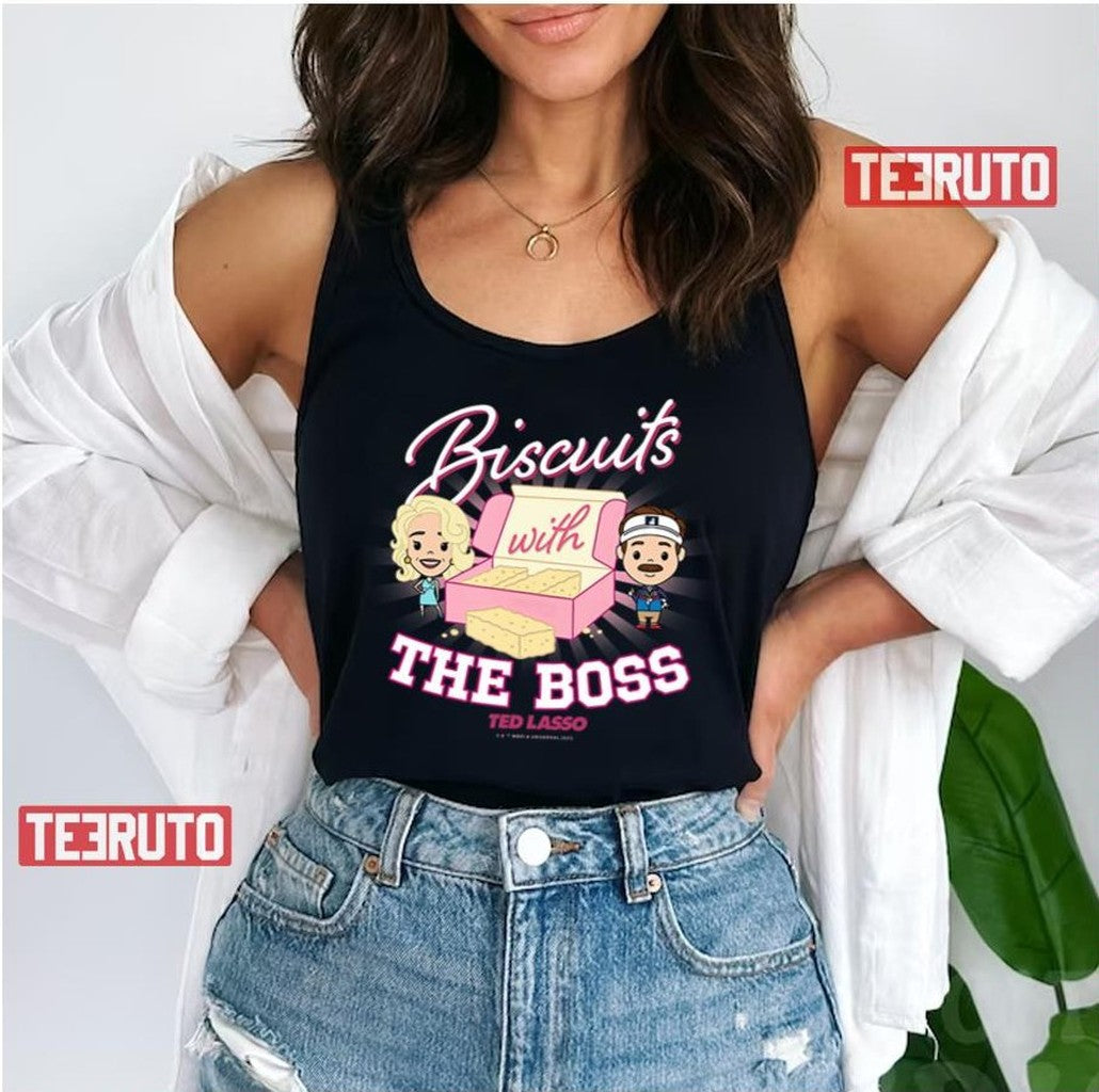 Ted Lasso &amp; Rebecca Biscuits With The Boss Chibi S Unisex Tank Top