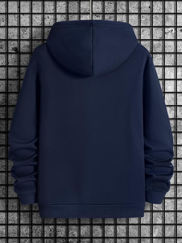 Men's Letter Print Drop Shoulder Hoodie, Casual Regular Fit Sweatshirt, Drawstring Pocket, Daily Holiday Outdoor Men's Wear for Spring & FallÂ 