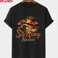 Sunset On The Beach Vintage Hawaii Surfing Label Unisex T-shirt