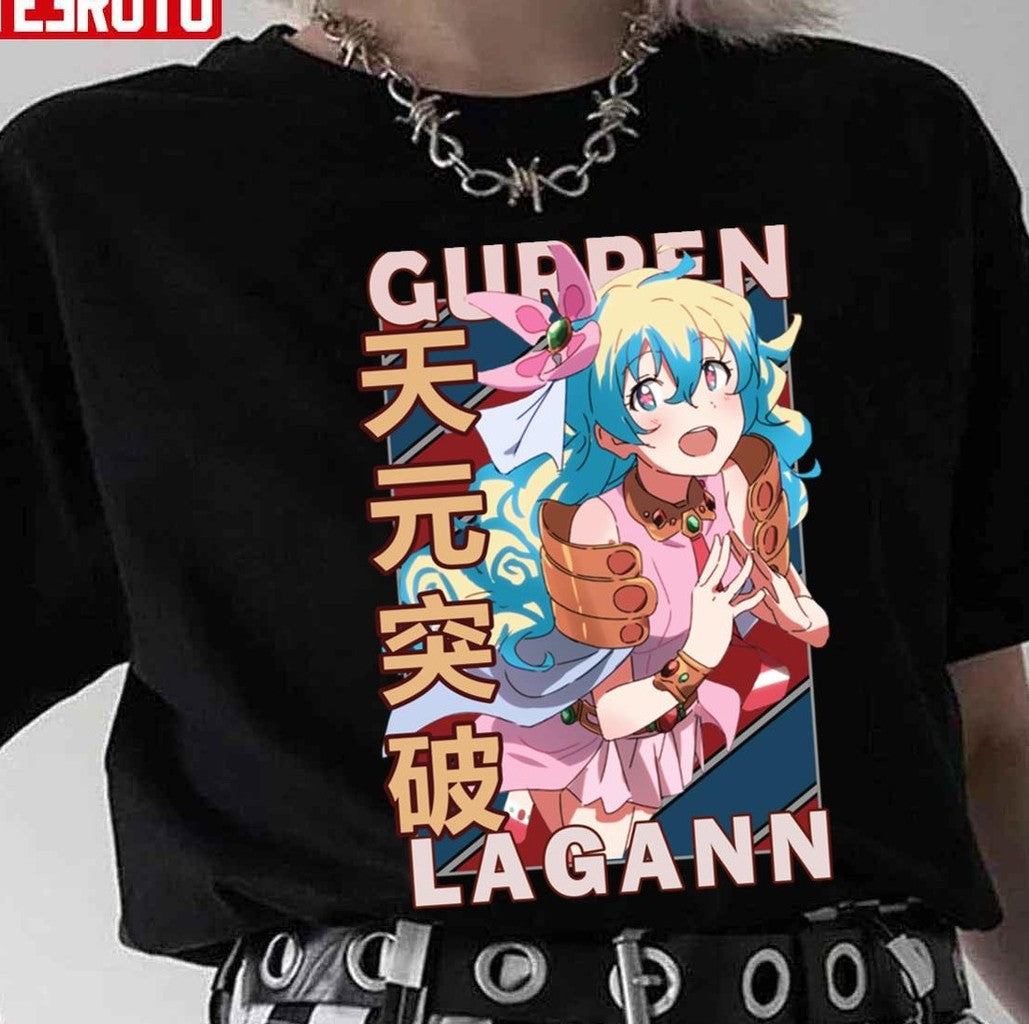 Nia Teppelin Tengen Toppa Gurren Lagann Retro Blue Red Design Unisex Hoodie