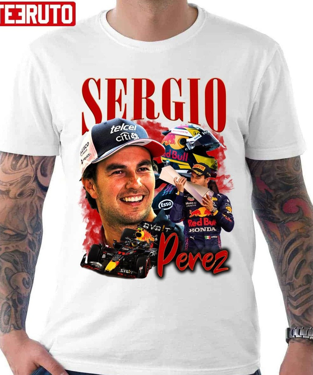 Sergio Perez Vintage Car Racing Collage Unisex Hoodie