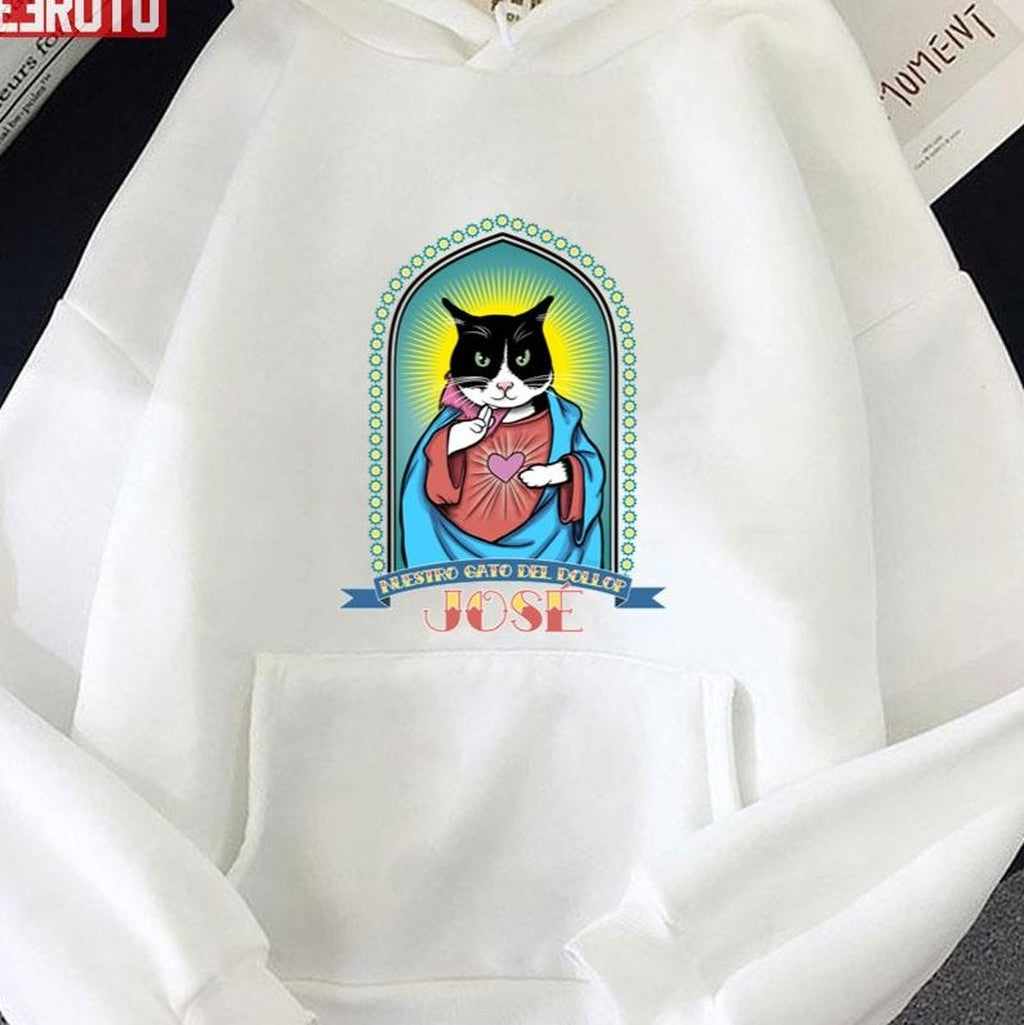 The Dollop José Prayer Candle Funny Cat Unisex Hoodie