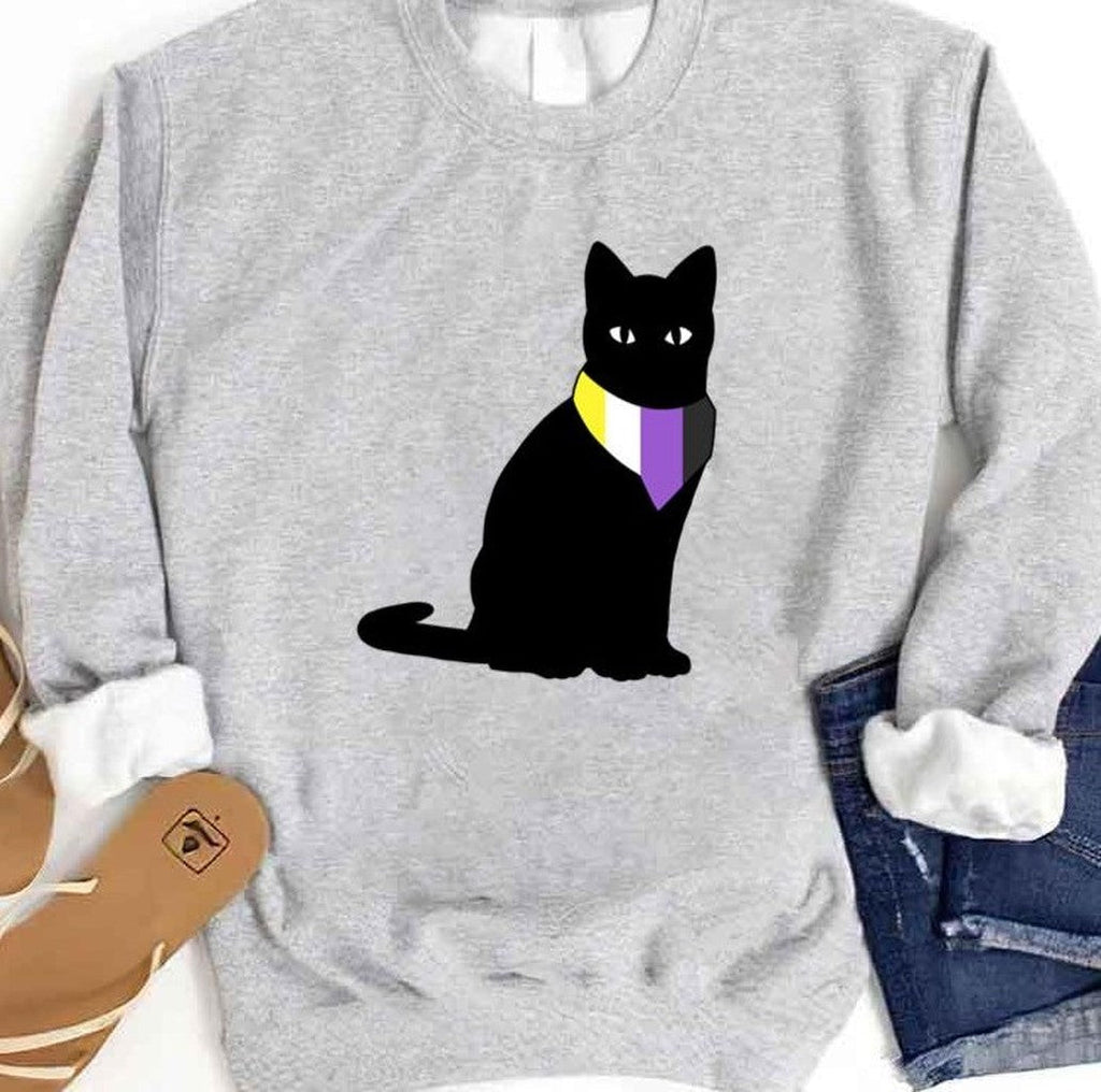 Nonbinary Pride Cat Lgbtq Pride Month Unisex Sweatshirt