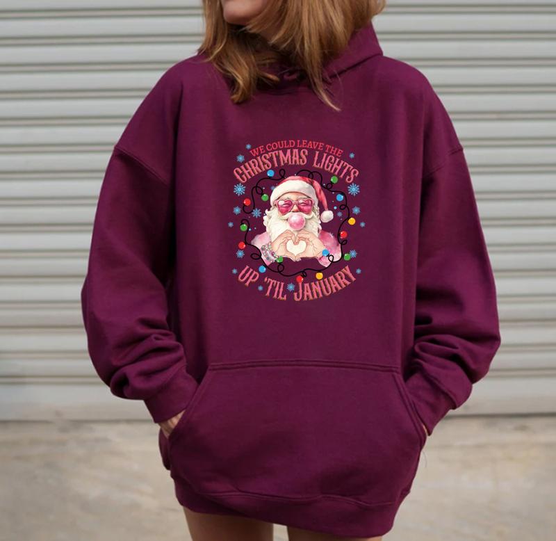 Christmas Lights Till January Shirt, Santa Christmas ShirtSweatshirtHoodie