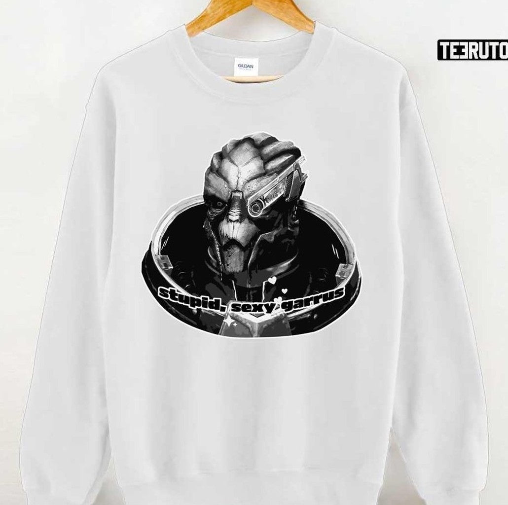 Stupid Sexy Garrus Rpg Gaming Gamer Husbando Shakarian Alien Mass Effect Space Sci Fi Unisex Hoodie