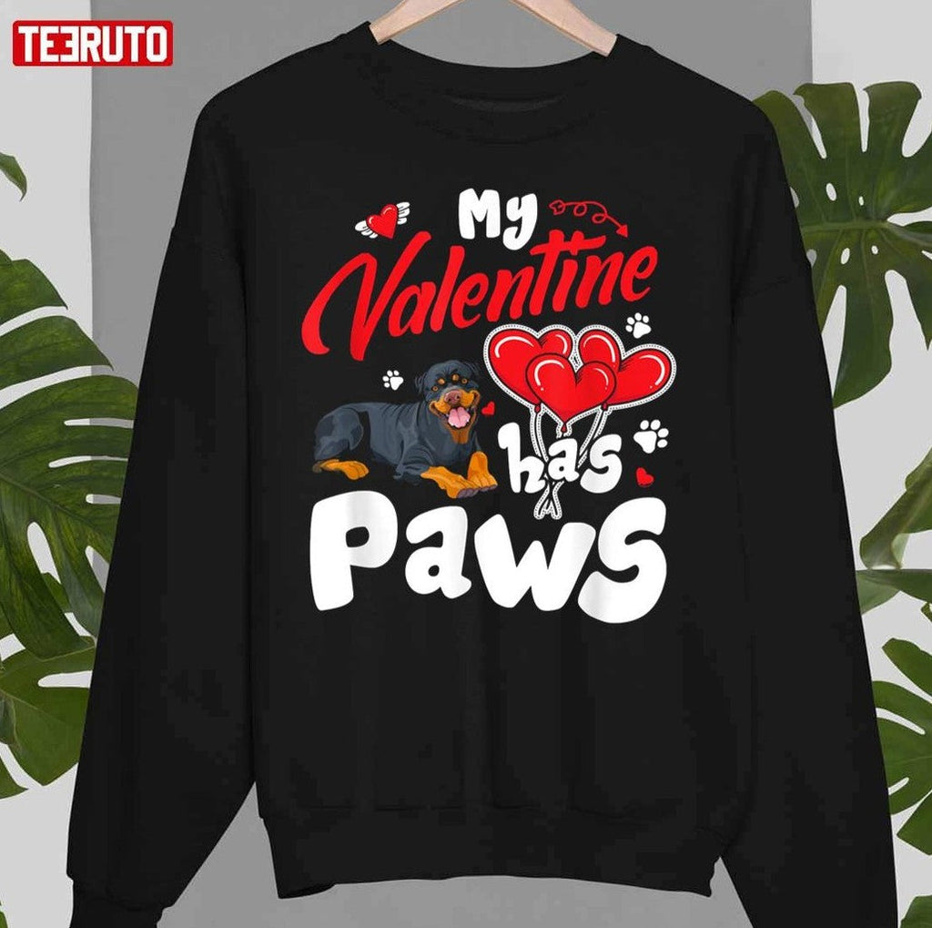 My Valentine Has Paws Pitbull Dog Unisex Sweatshirt