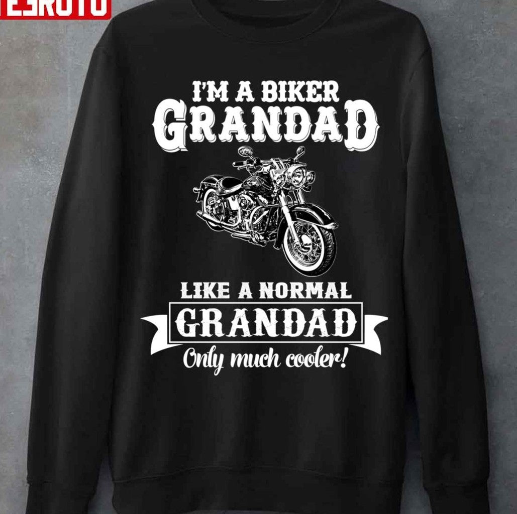 Biker Grandad Like Normal Grandad Only Cooler Art Unisex Hoodie