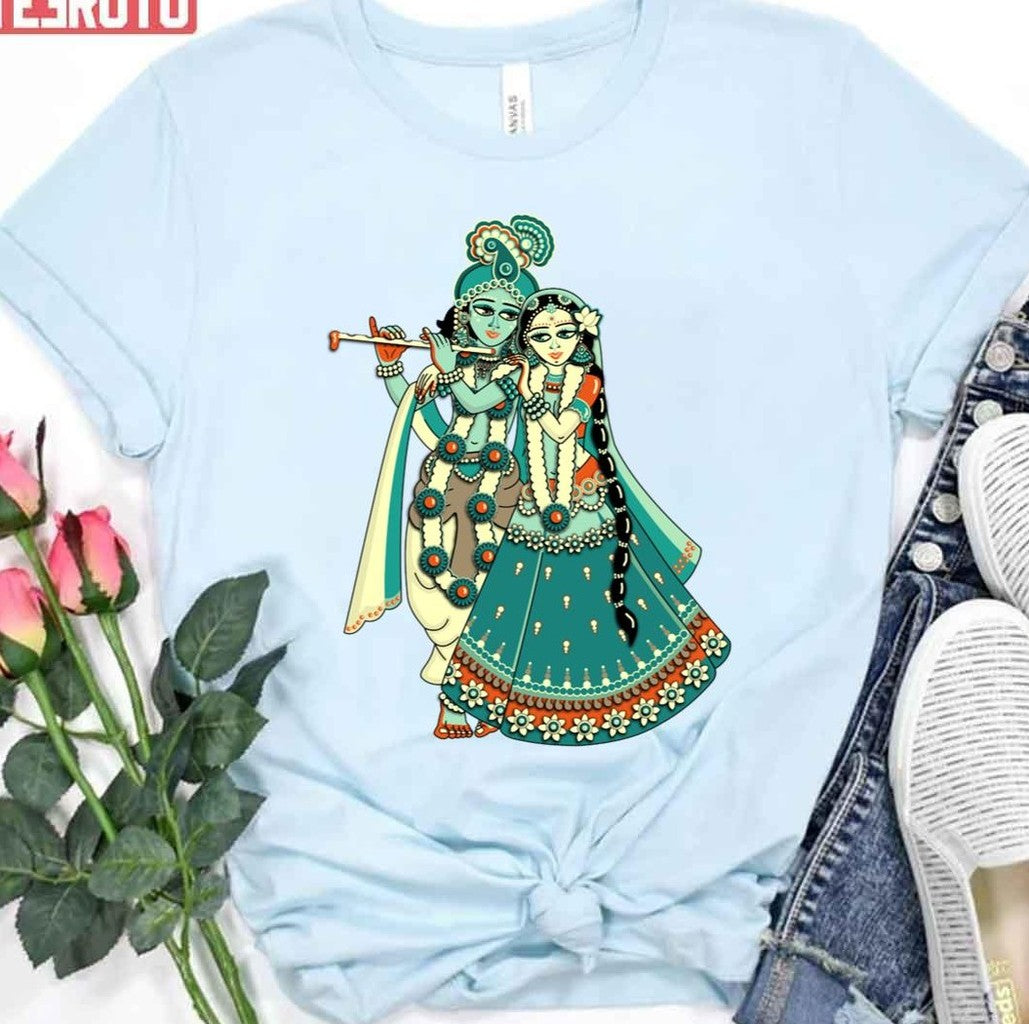 Radha Krishna Grey Unisex T-Shirt