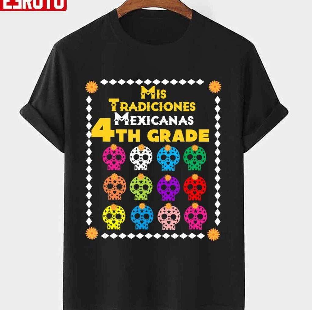4th Grade School Day Of The Dead Sugar Skull Unisex T-shirt