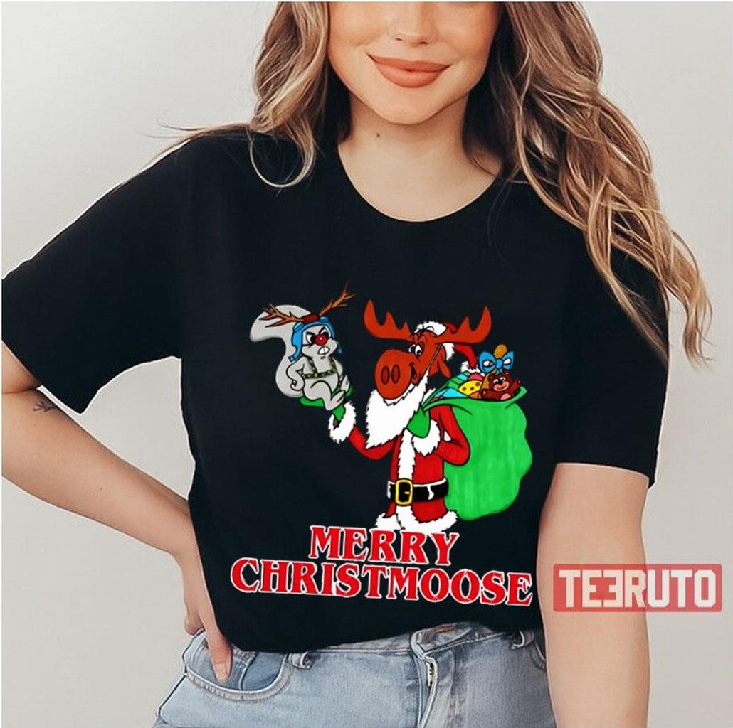 Santa Merry Christmoose Christmas 1 Rocky And Bullwinkle Unisex T-Shirt