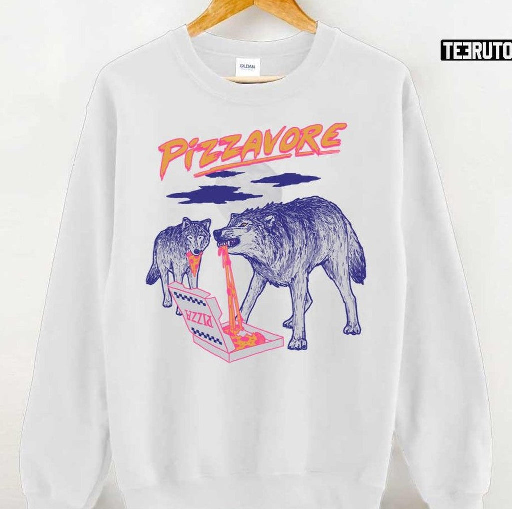 Pizzavore Funny Wolf Eating Pizza Unisex T-Shirt