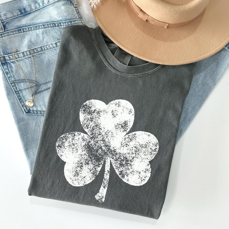 Vintage Shamrock, St Patrick's Day Comfort Colors Tshirt, Women's Crew Neck, Crewneck