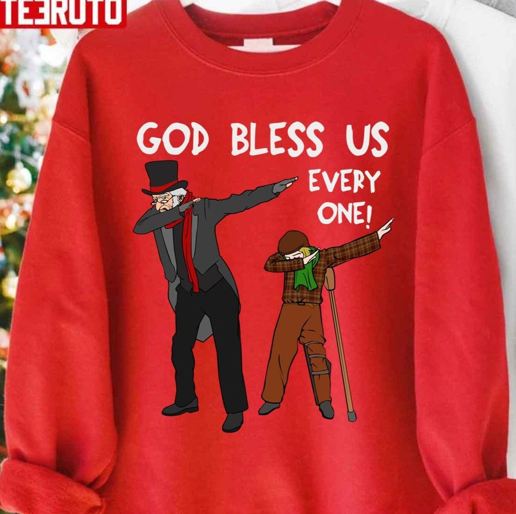 Original Tiny Tim &amp; Scrooge Dabbing Christmas Design Unisex Sweatshirt