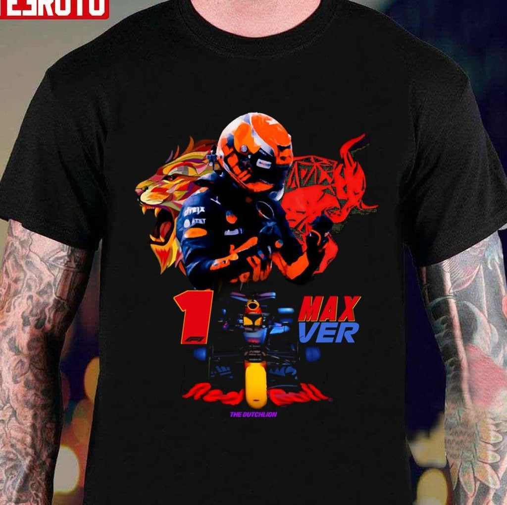 The Dutch Lion Formula 1 Champion Mv Ver 1 F1 Max Verstappen Racing Car Unisex T-shirt