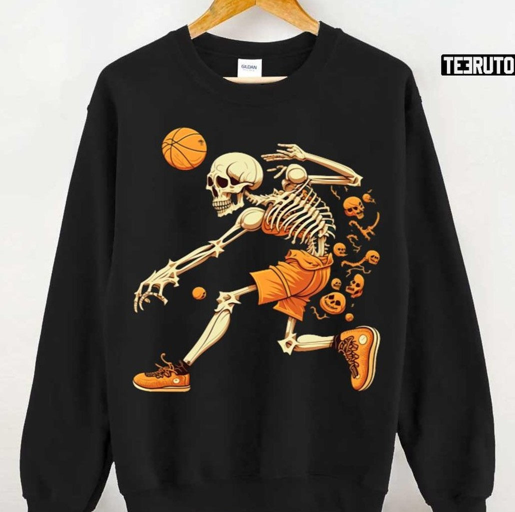 Skeleton Playing Basketball Unisex T-Shirt