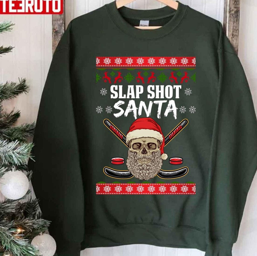 Slap Shot Santa Hockey Christmas Unisex Sweatshirt