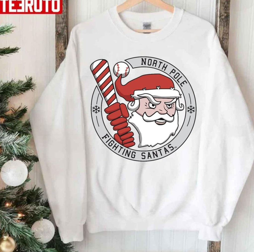 North Pole Fighting Santas Christmas Baseball Team Unisex Sweatshirt