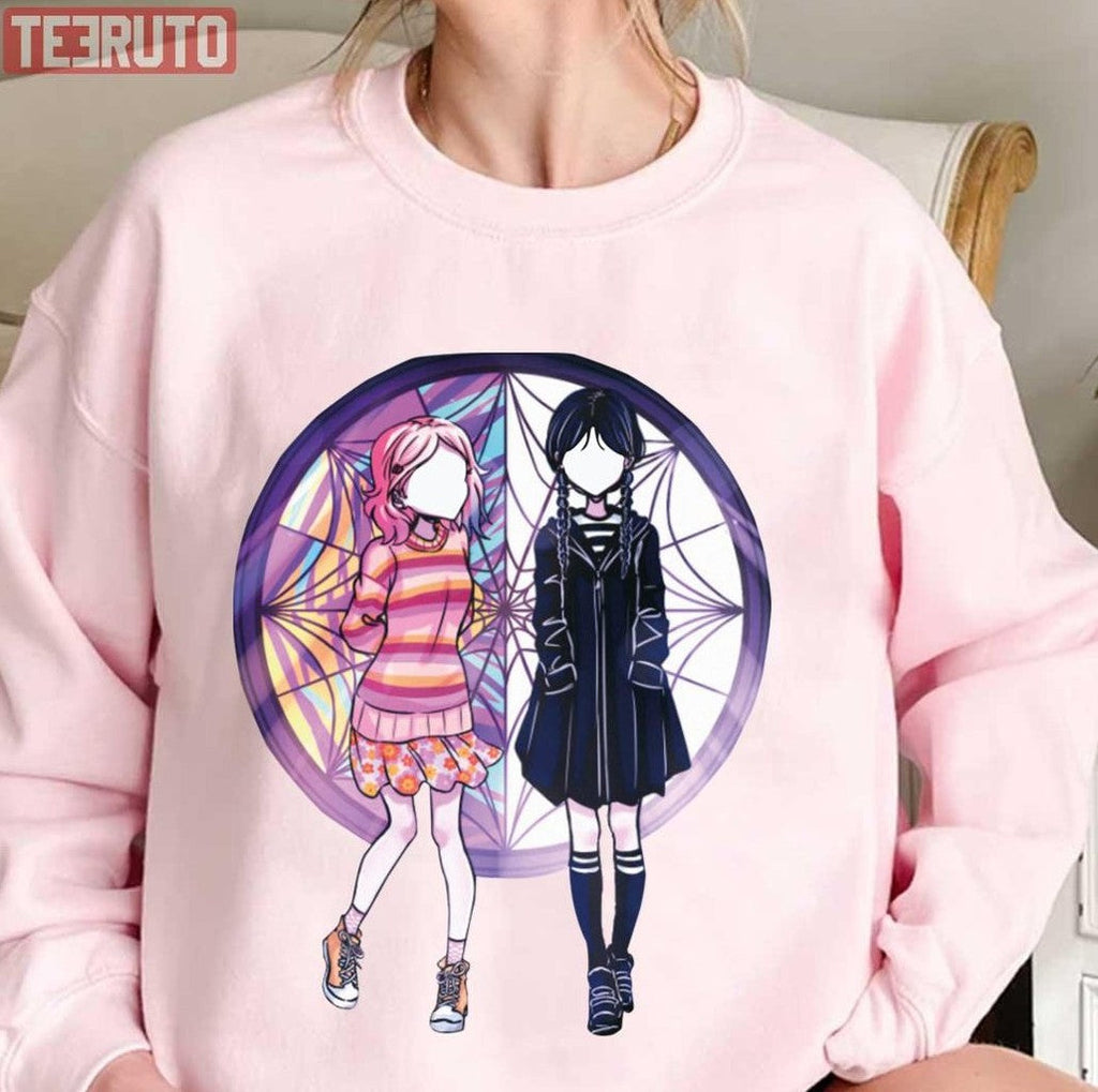 Anime Style Art Of Wednesday And Enid Unisex Sweatshirt