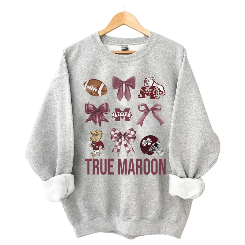Mississippi State Bulldogs Coquette Sweatshirt, Vintage College NCAA Unisex Pullover, Classic Sport Shirt for Football Fans, Cotton Gift