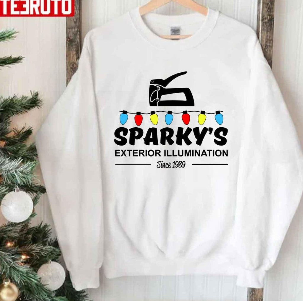 Sparky's Exterior Illumination Christmas Lights Unisex Sweatshirt
