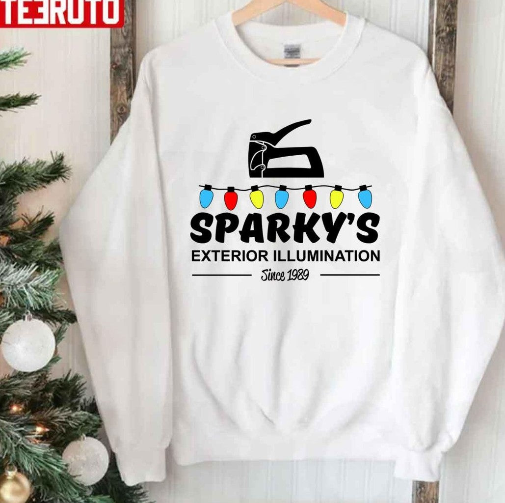 Sparky's Exterior Illumination Christmas Lights Unisex Sweatshirt
