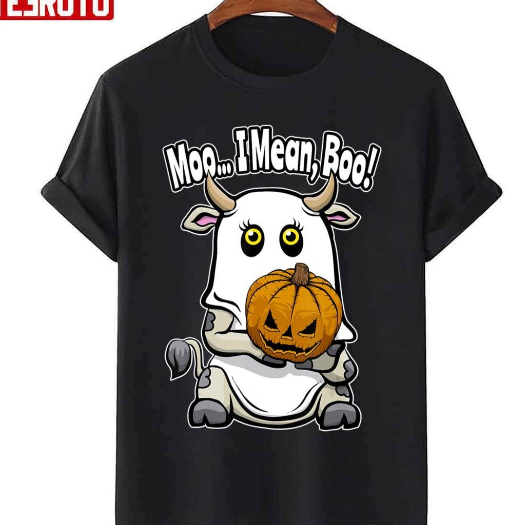 Moo I Mean Boo Ghost Cow Lover Halloween Pumpkin Unisex Sweatshirt