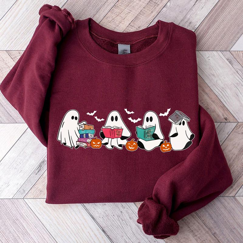 Bookish Ghost Halloween Sweatshirt Hoodie Tshirt, Halloween 2024 Gifts