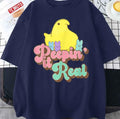Peepin' It Real Vintage Cute Chicken Bunny Rabbit Easter Day Unisex T-Shirt