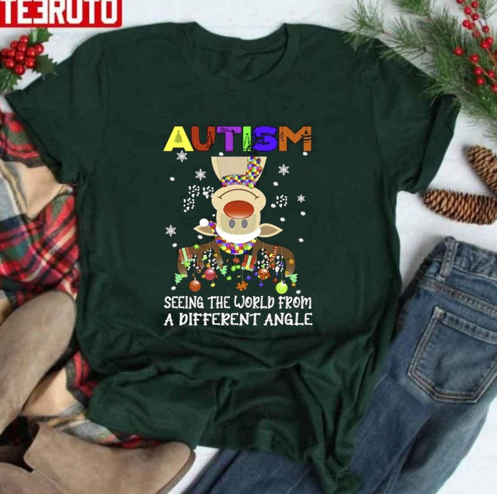 Reindeer Autism Seeing The World From A Different Angle Christmas Unisex Sweatshirt