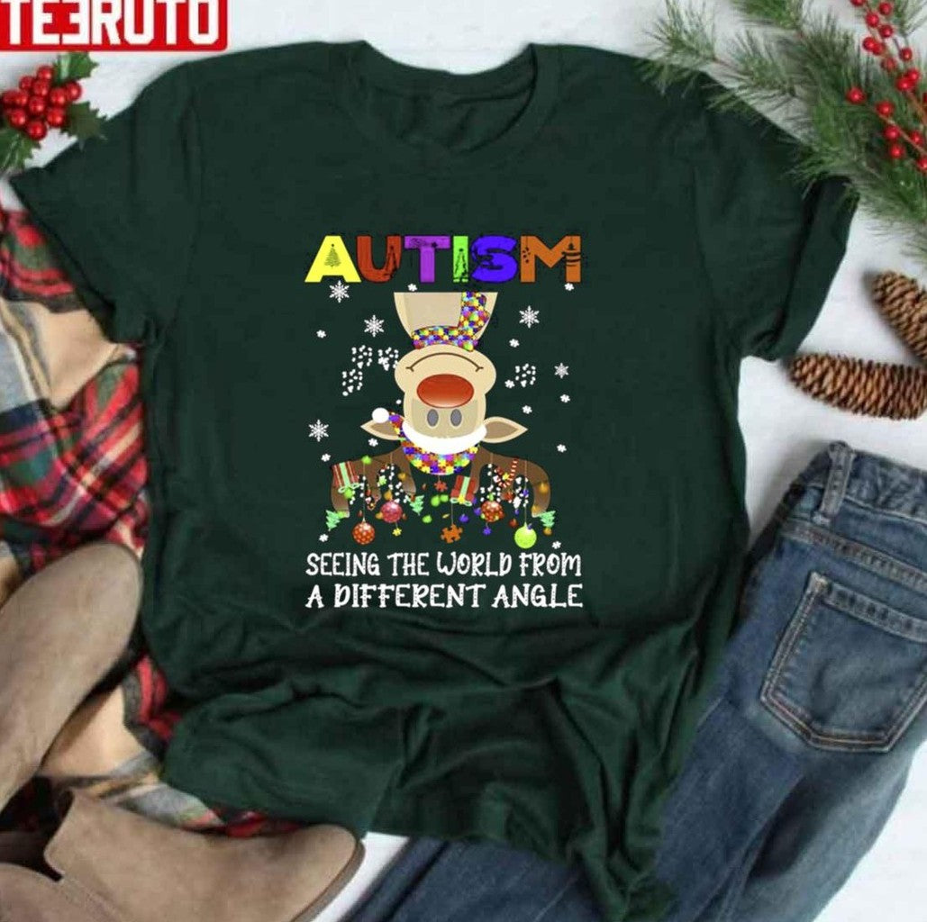 Reindeer Autism Seeing The World From A Different Angle Christmas Unisex Sweatshirt