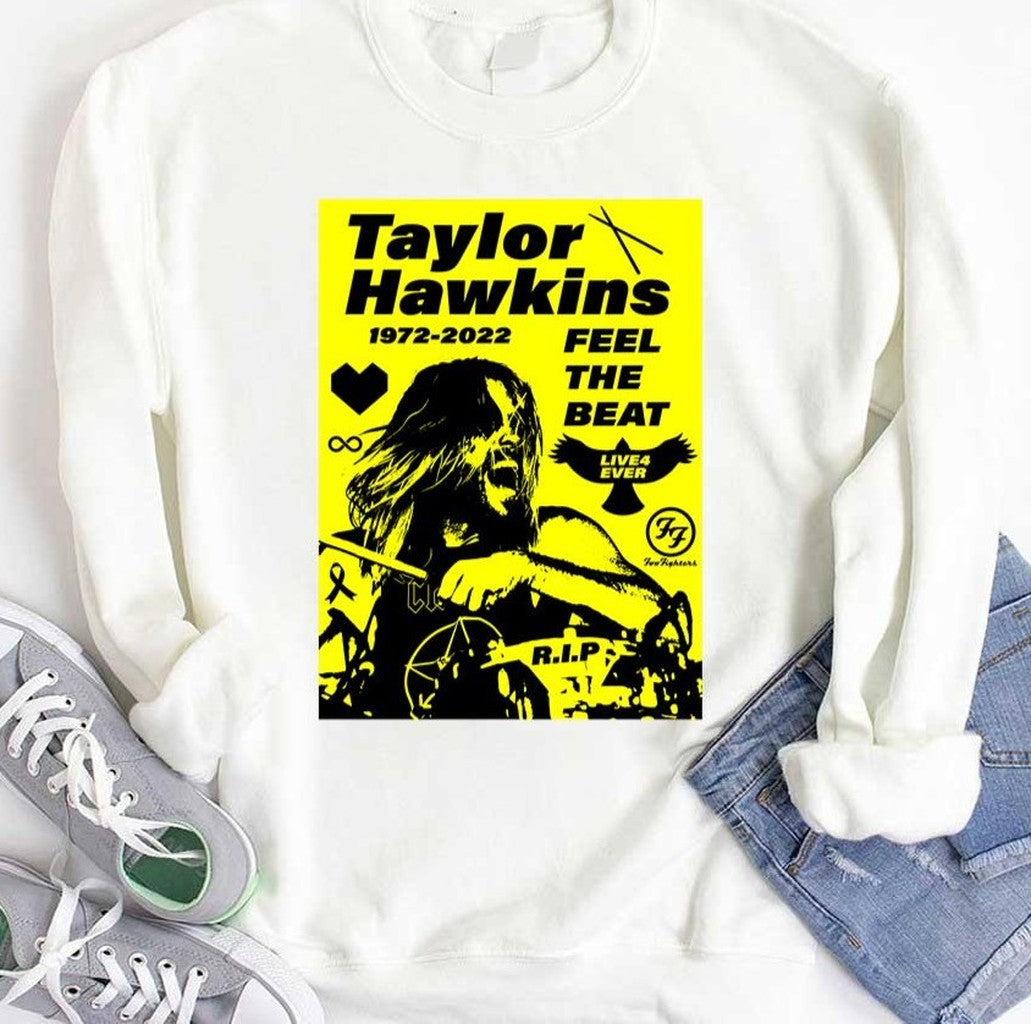 Taylor Hawkins RIP 1972 2022 Feel The Beat Yellow And Black Play Drum Unisex T-Shirt