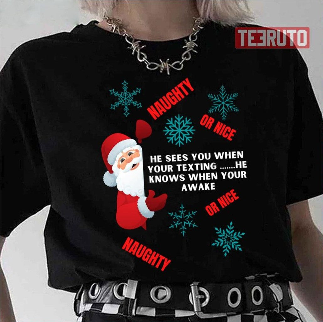 Nice Or Naughty Funny Merry The Nightmare Before C Unisex T-Shirt